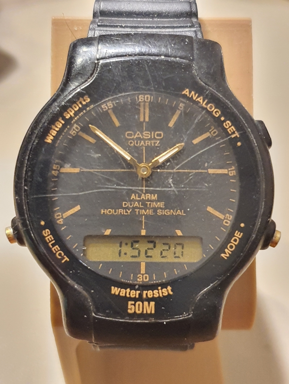 Vtg Casio AW-30 Japan Black Analog/Digital Alarm Men's Watch